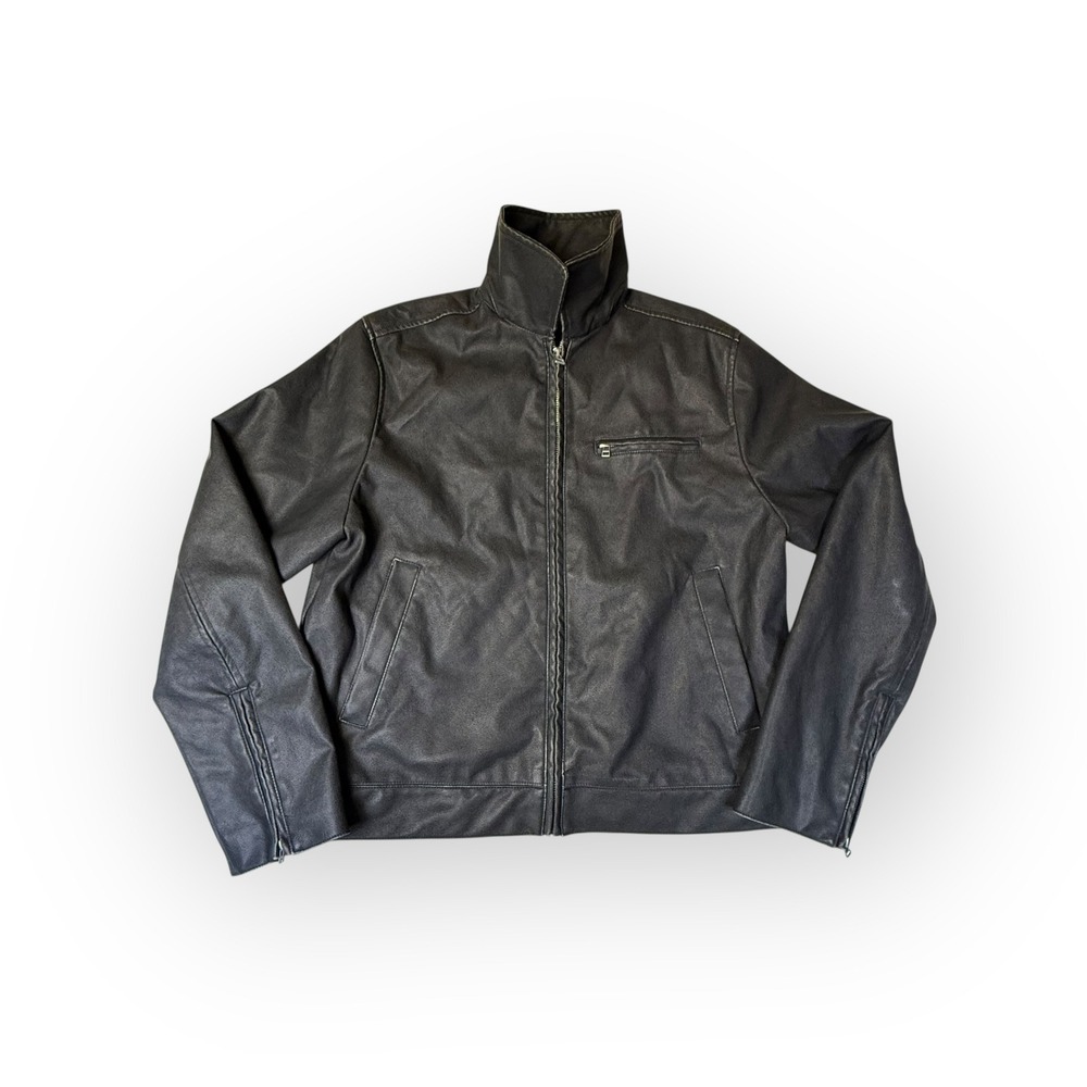 Divided H&M Faux‎ Leather Moto Jacket Black Full Zip High Collar Men Size S